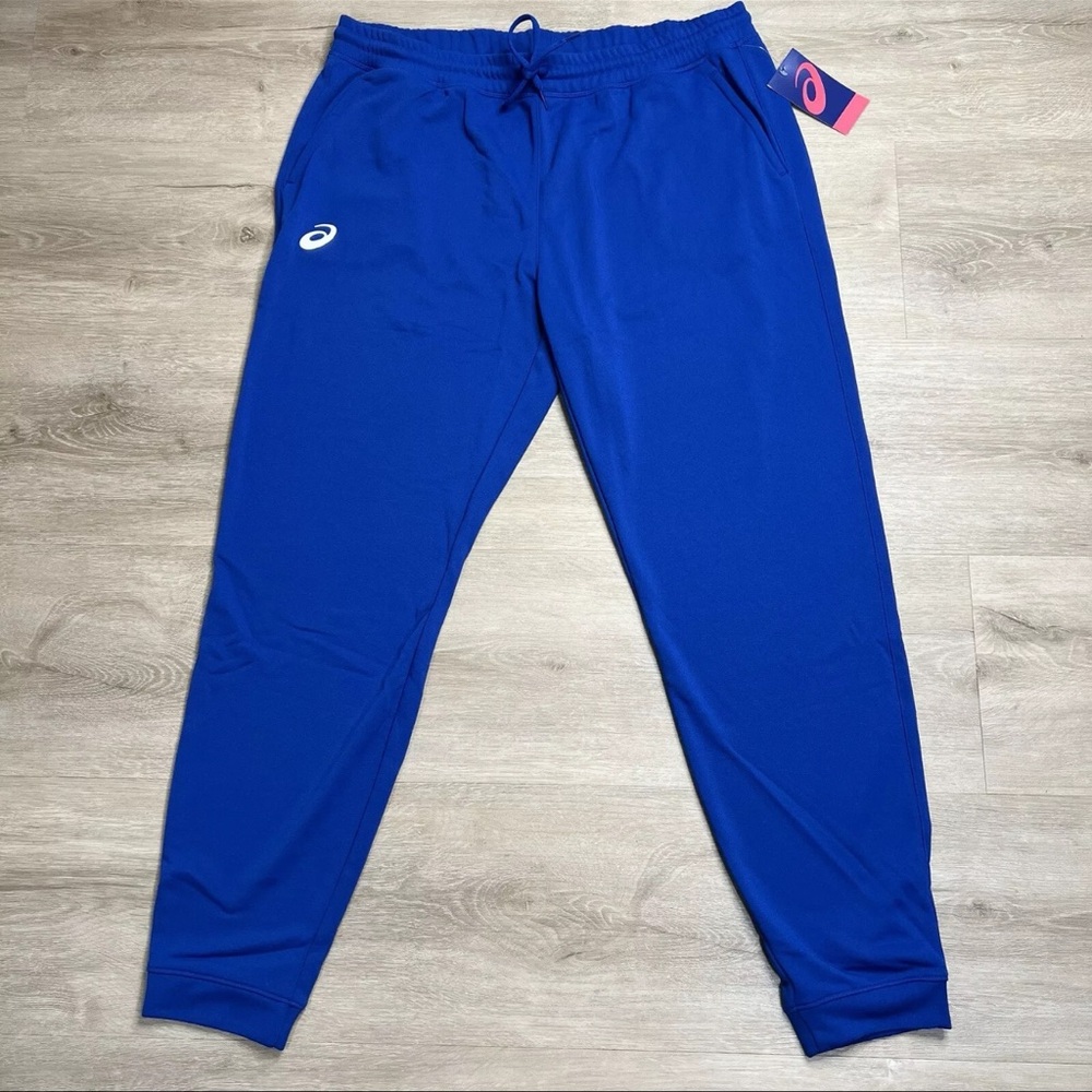 Asics French Terry Athletic Jogger Pants Blue Mens Size L  NWT